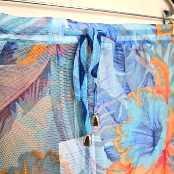 Shore Life Sheer Mesh Floral Coverup Pants Women's 2X Retro Tropical Hawaiian - Picture 2 of 13
